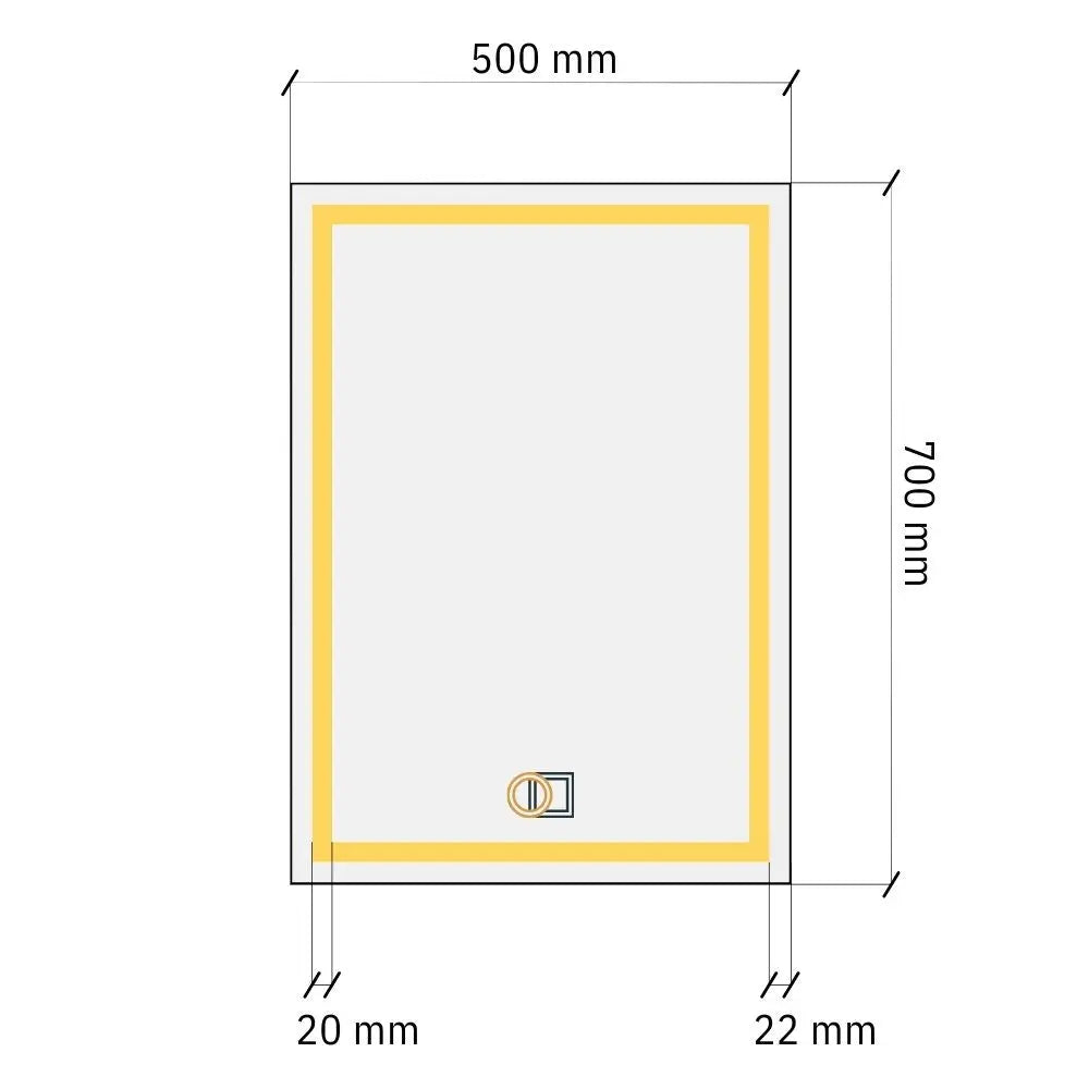 Rectangular LED mirror with double Front Lit 500x700mm