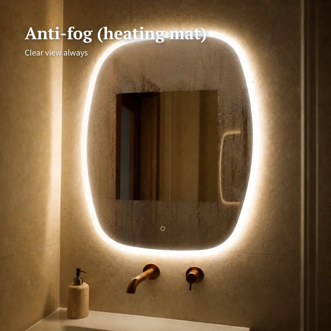 Rectangaler LED mirror with front lighting 600x805mm
