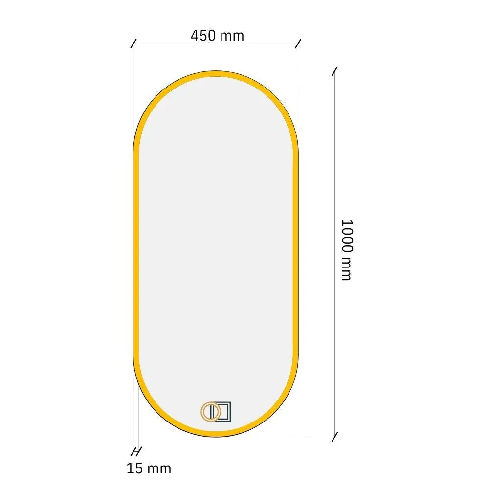 Pill oval LED mirror with front lighting 450x1000mm