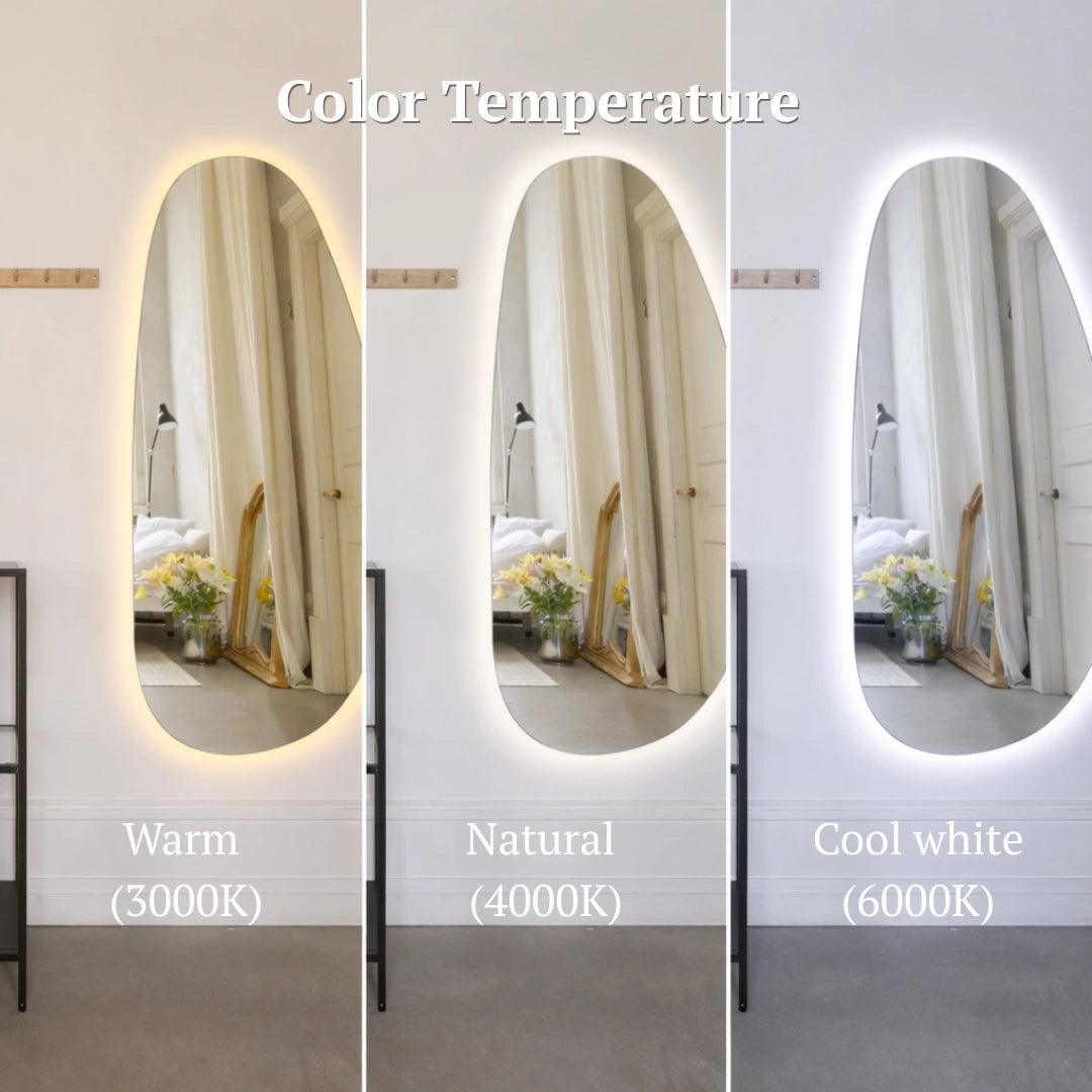 Irregular mirror with rear lighting - full length