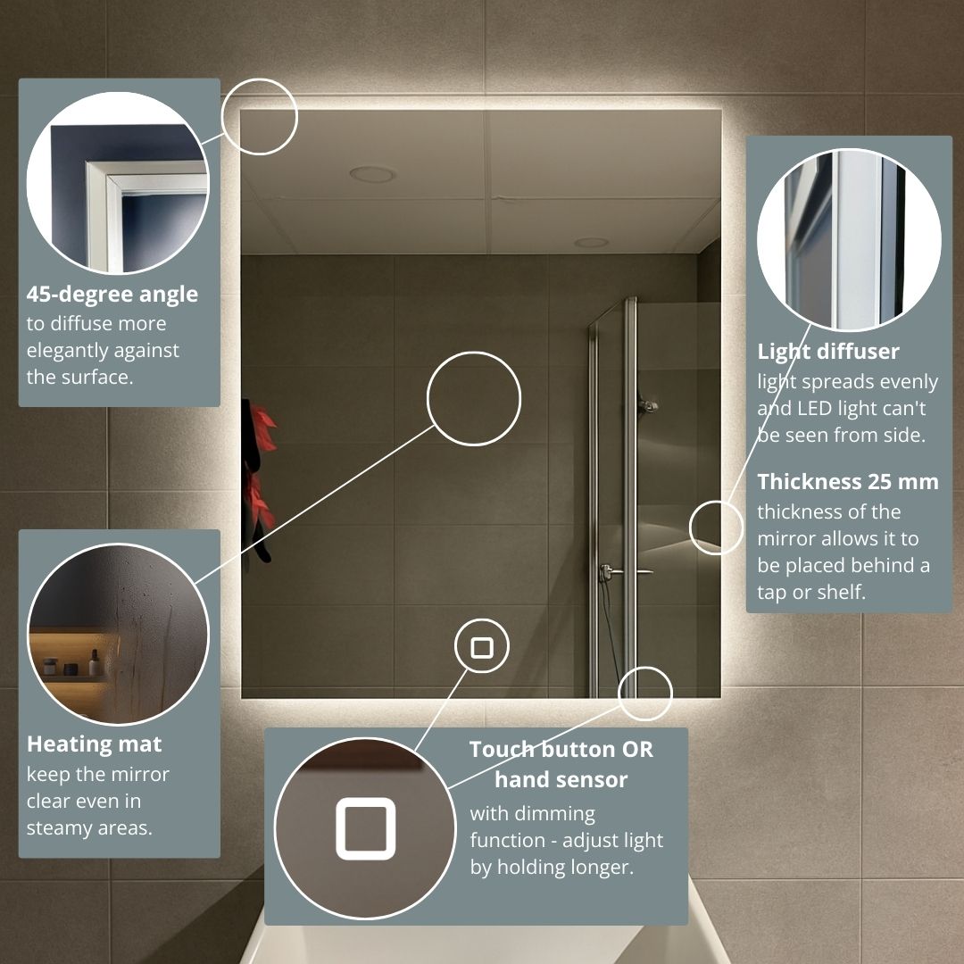 rectangle led mirror 500x700_mm rear ligthing features