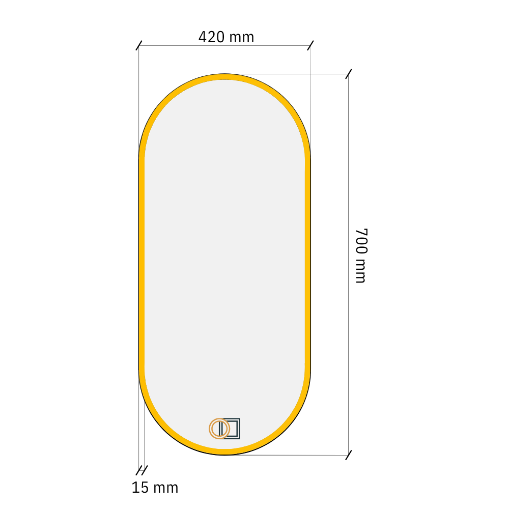 Pill oval LED mirror with front lighting 420x700mm