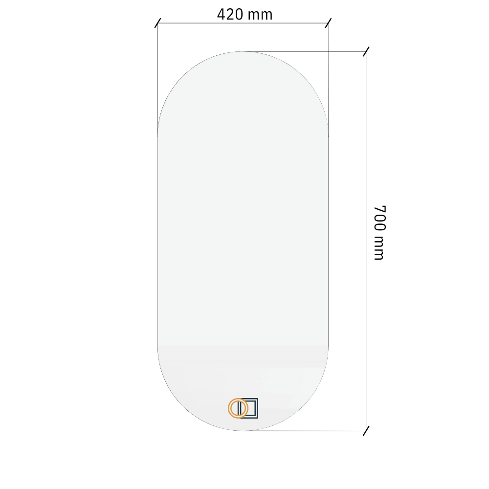 Pill oval LED mirror with rear lighting 420x700mm