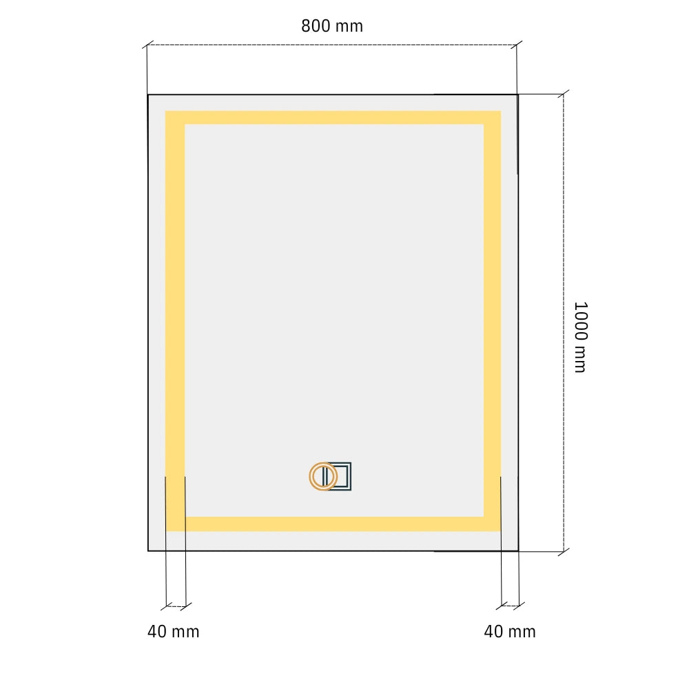 Rectangular LED mirror with double Front Lit 800x1000mm