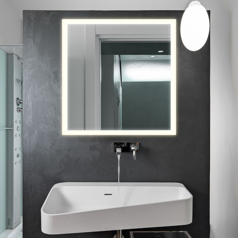 square mirror with front led lights