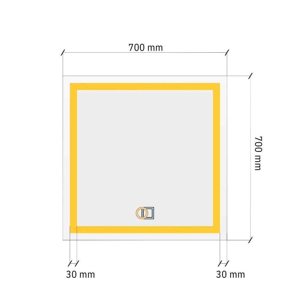 Square LED mirror with double Front Lit 700x700mm