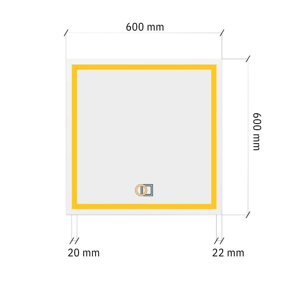 Square LED mirror with double Front Lit 600x600mm