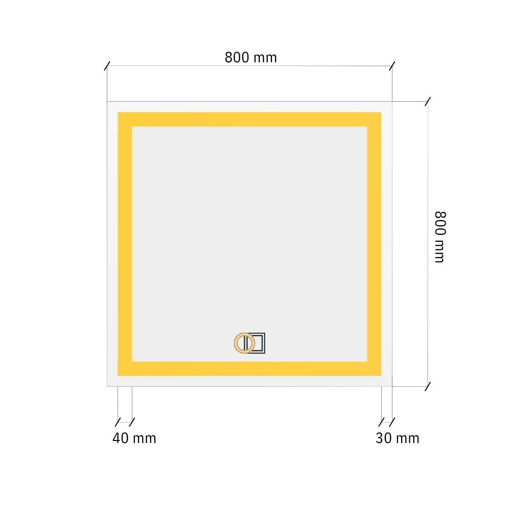 Square LED mirror with double Front Lit 800x800mm