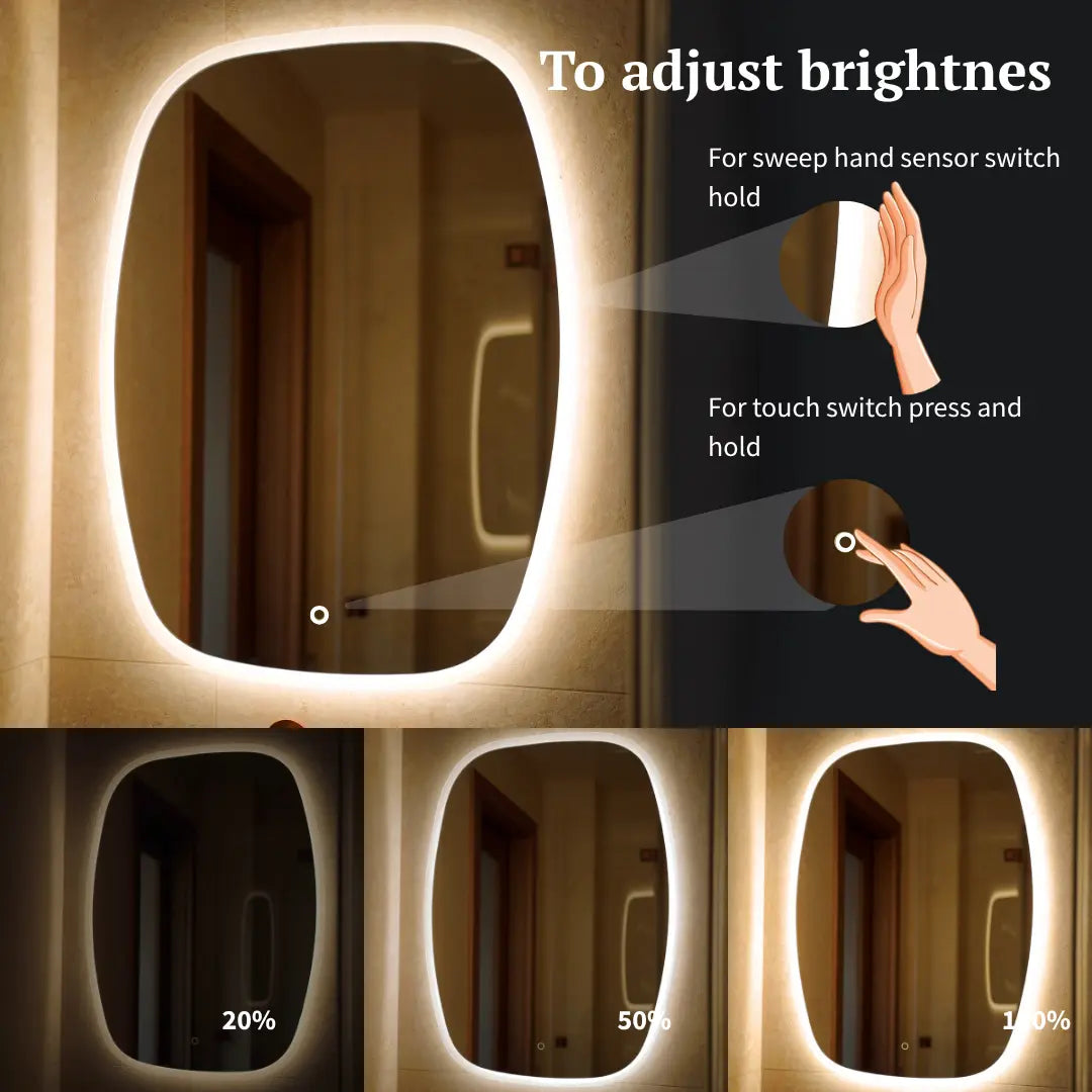 Rectangaler LED mirror with front lighting 600x805mm