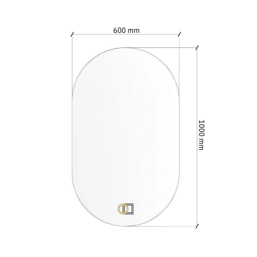 Pill oval LED mirror with rear lighting 600x1000mm