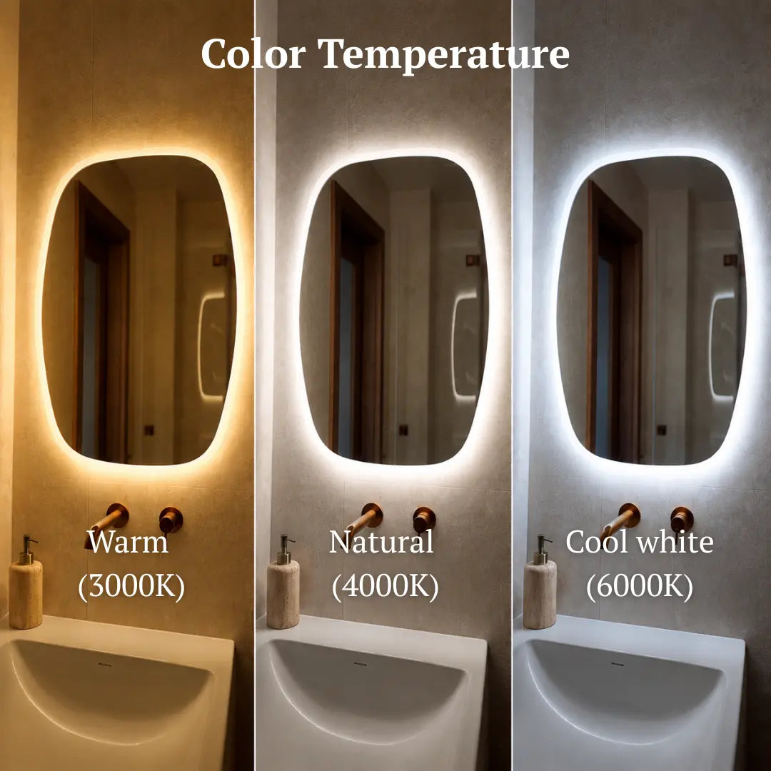 Rectangaler LED mirror with front lighting 600x805mm
