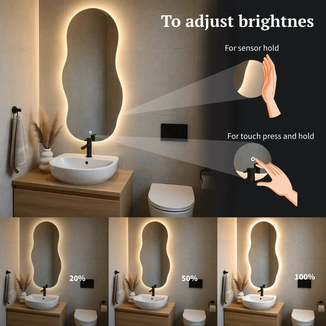 Cloud-shape LED mirror with rear lighting