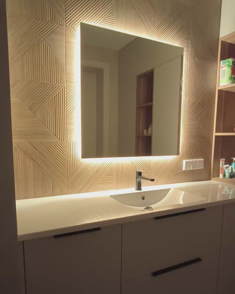 Square LED mirrors with rear lighting 800x800mm