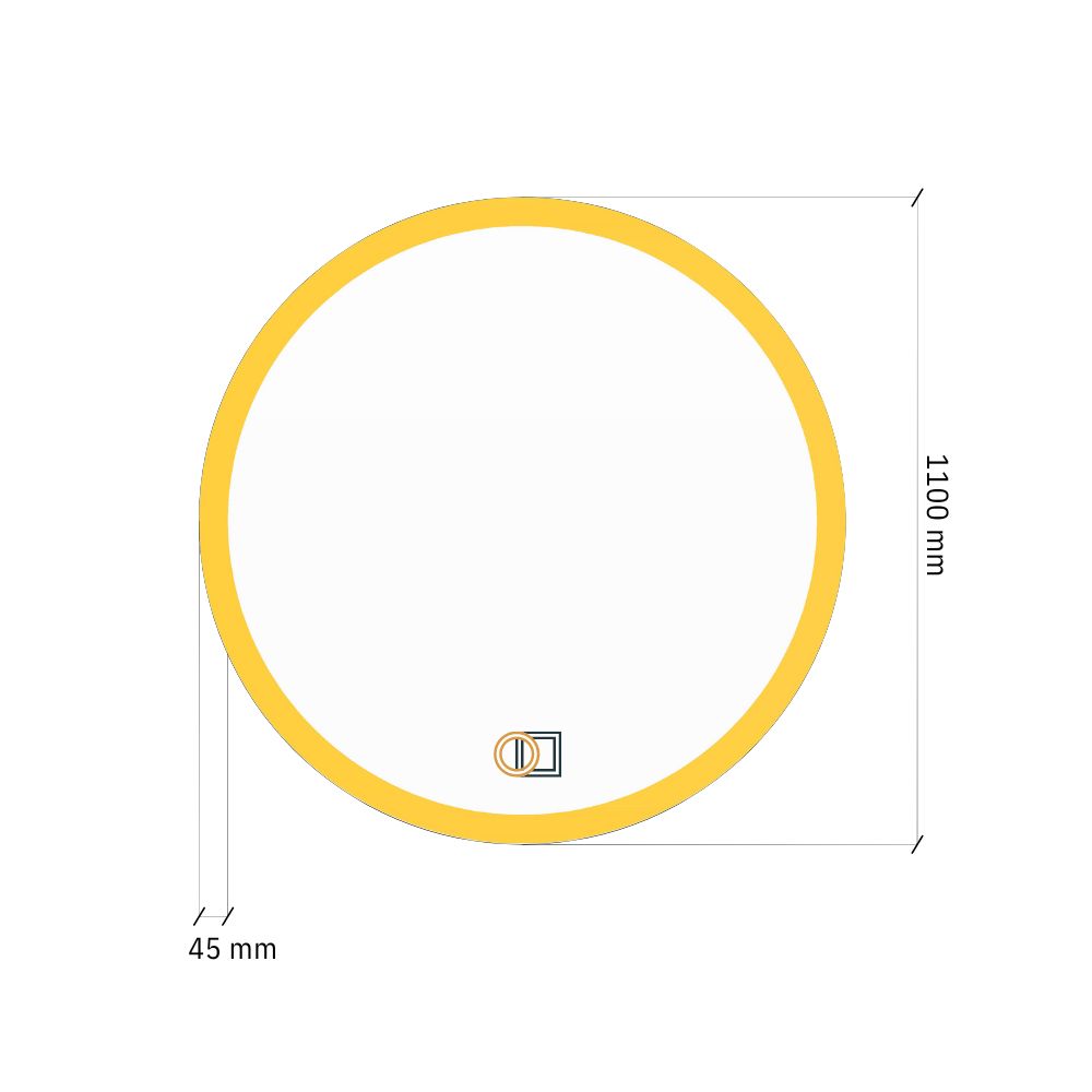 round led mirror with front light drawing 1100 mm